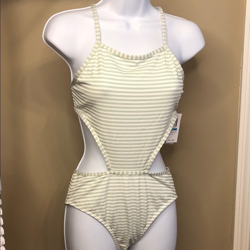 Splendid Mint and White Striped One-Piece Swimsuit